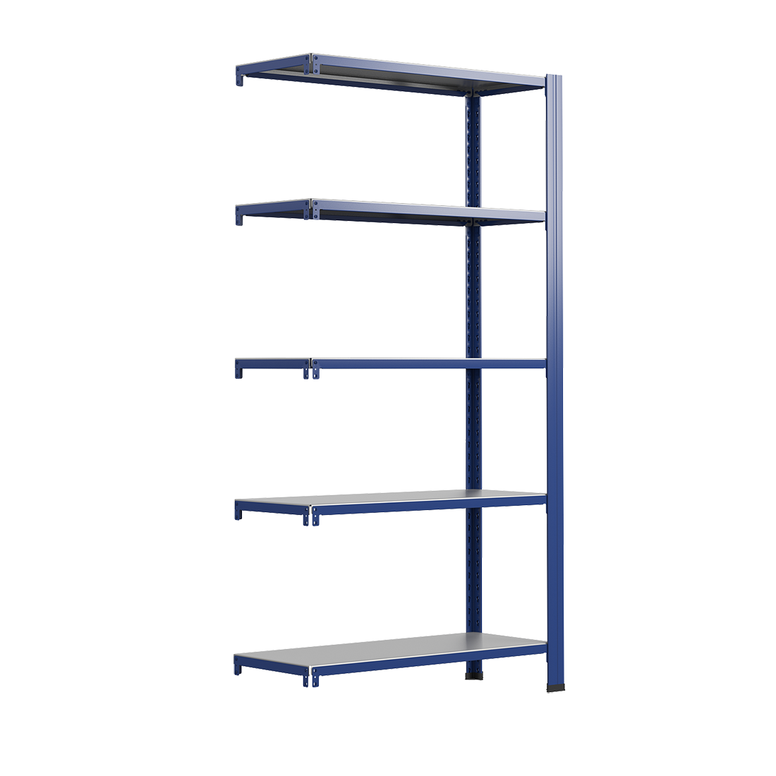 Bezskrutkový kovový regál prídavný modul 200x80x50cm T profil, 5 políc