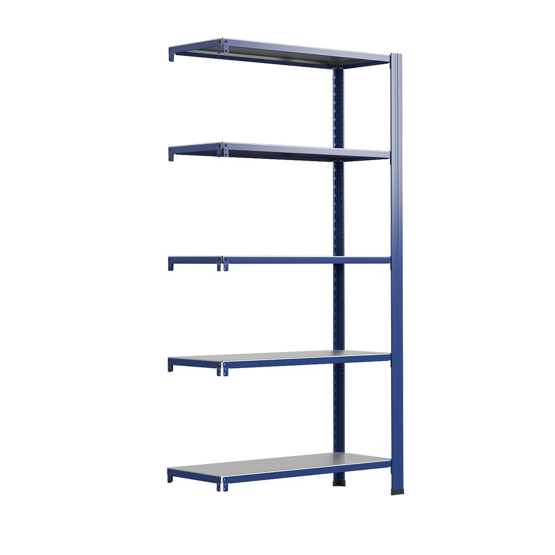 Bezskrutkový kovový regál prídavný modul 200x100x40cm T profil, 5 políc