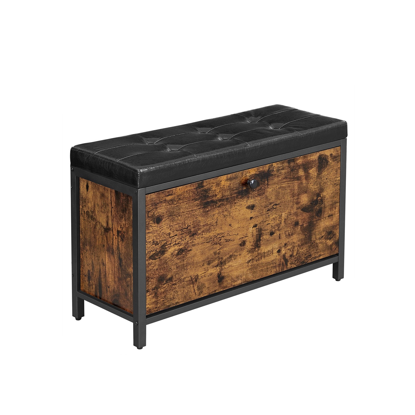 Lavica na topánky, výklopná, čierna, tmavo-hnedá (vintage), 51x80x30cm