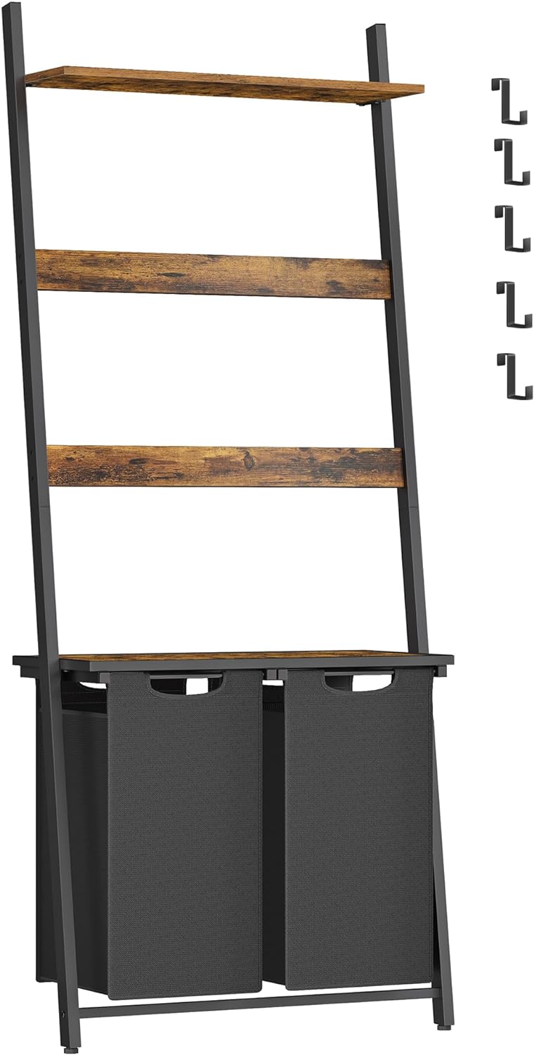 Kôš na bielizeň, 2 police a háčiky, 177x73x33cm