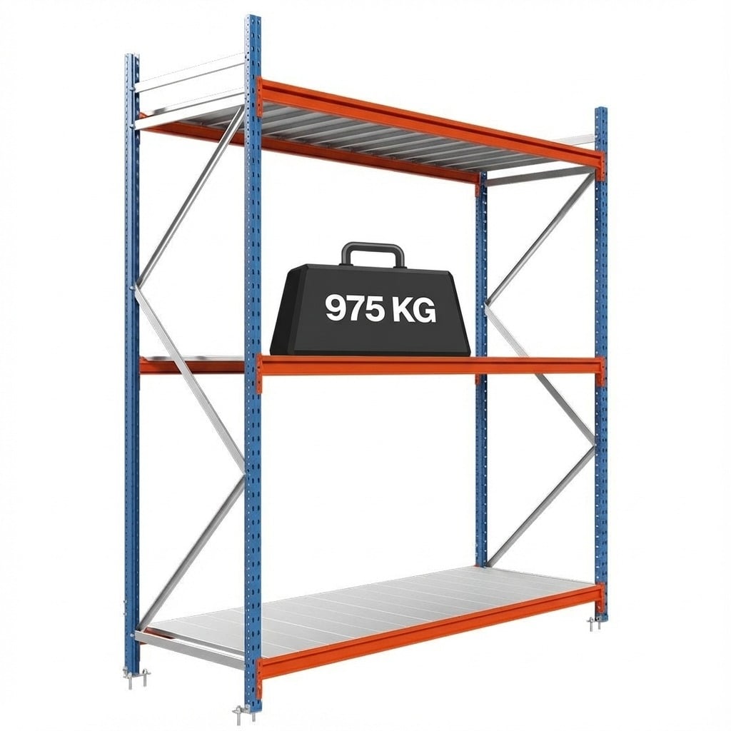 Priemyselný regál Longspan s kovovou policou