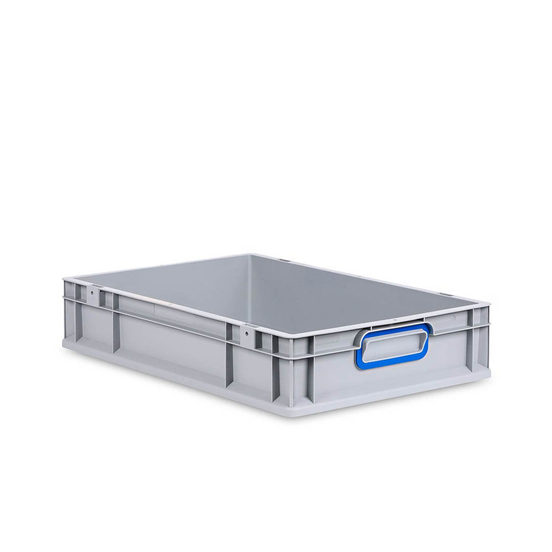 Sada 8 kusov - Eurobox Next Gen 2.0 - Stohovateľná nádoba s uzavretými rukoväťami - Modrá - 600 x 400 x 120 mm
