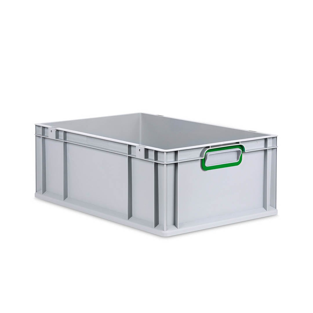 Sada 4 kusov - Eurobox Next Gen 2.0 - Stohovateľná nádoba s uzavretými rukoväťami - Zelená - 600 x 400 x 220 mm