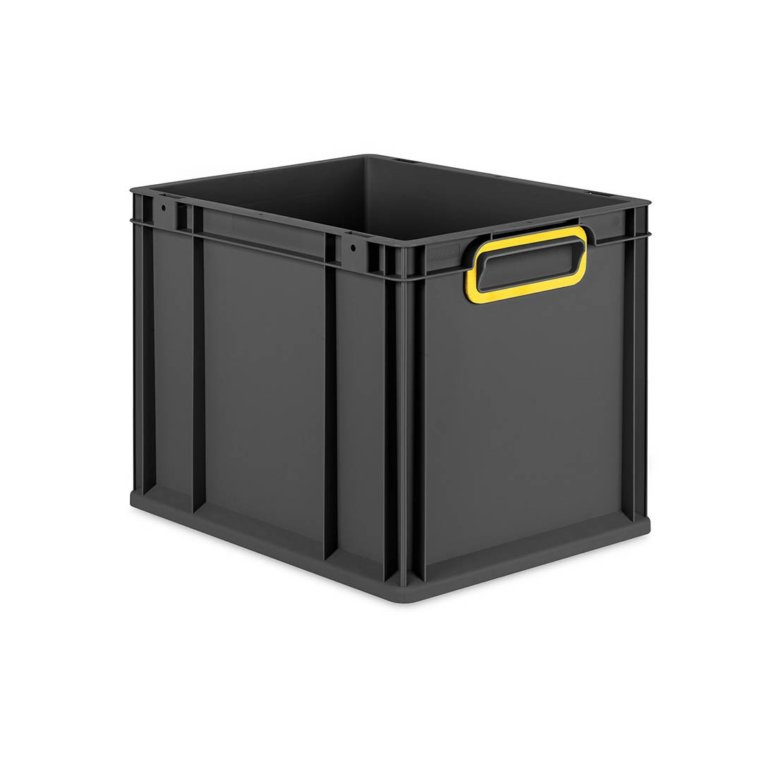Sada 4 kusov - Eurobox Next Gen 2.0 Cycle - Stohovateľný kontajner s uzavretými rukoväťami - Žltý - 400 x 300 x 320 mm - Antracit