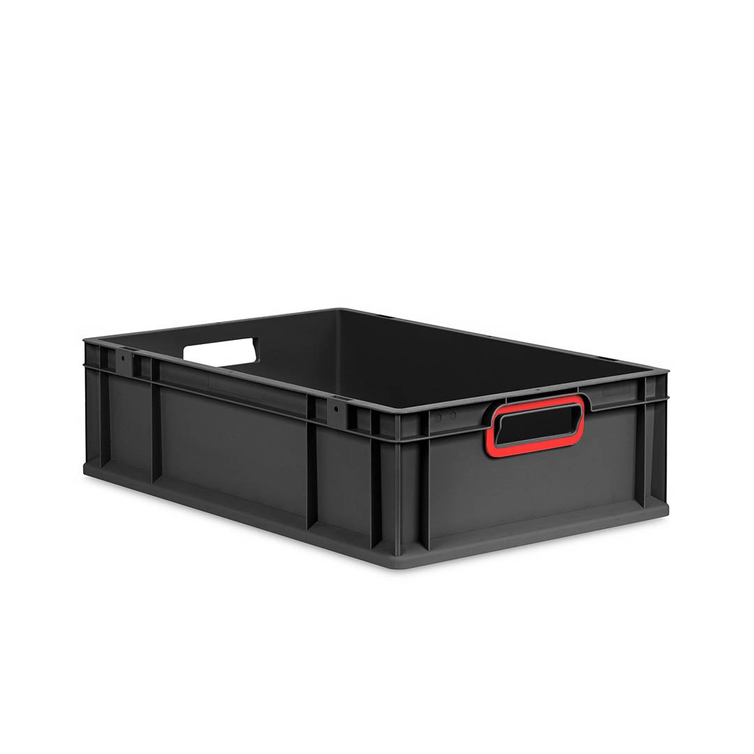 Sada 5 kusov - Eurobox Next Gen 2.0 Cycle - Stohovateľný kontajner s otvorenými rukoväťami - Červený - 600 x 400 x 170 mm - Antracit
