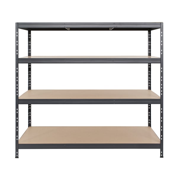 Kovové regály RIVET PRO 180x180x60 DTD drevotrieska 4 úrovne antracitová sivá