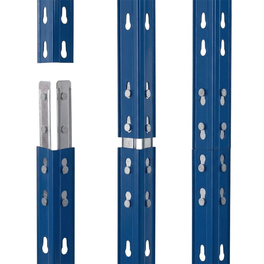 Kovové regály RIVET PRO 252x120x60 DTD drevotrieska 6 úrovní modro-oranžová