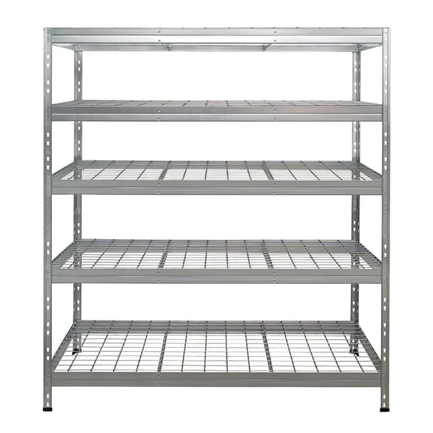 Kovové regály BULLRACK RIVET PRO 200x120x60 oceľová mriežka 5 úrovní pozinkovaná