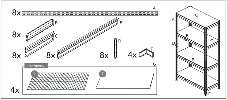 kovový regál RIVET 
