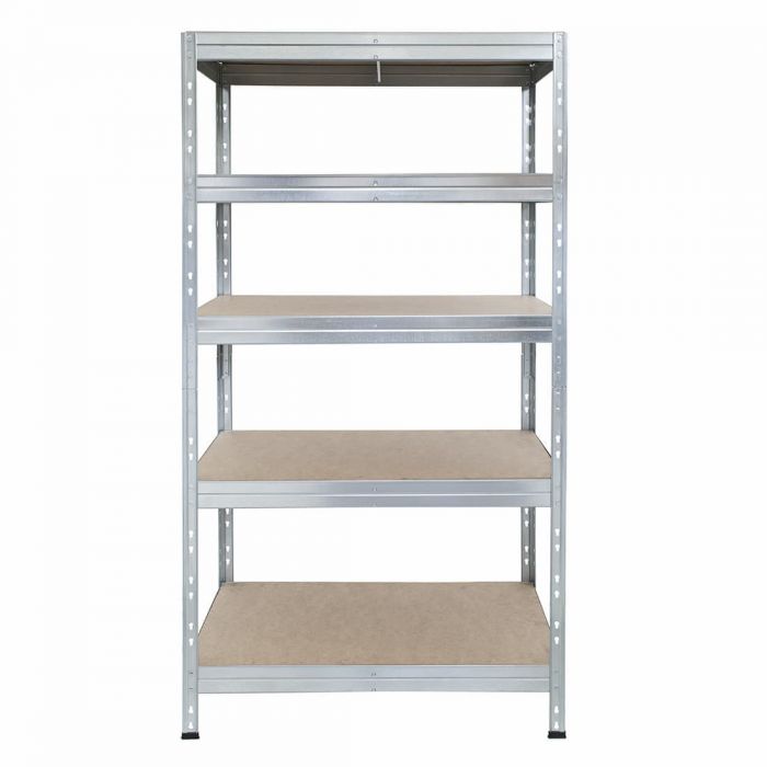 RIVET bezskrutkový kovový regál s HDF policou, 180x90x45 cm, 5 políc, 250kg na policu, zinok