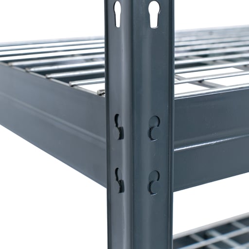 Bezskrutkový kovový regál RIVET so sieťovou drôtenou policou