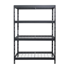Bezskrutkový kovový regál RIVET, 180x120x45 cm, 4x sieťová drôtená polica, antracitová sivá