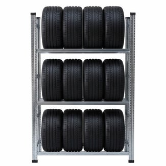 Regál na pneumatiky pozinkovaný, 12 pneumatík, 3 úrovne