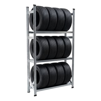 Regál na pneumatiky pozinkovaný, 12 pneumatík, 3 úrovne