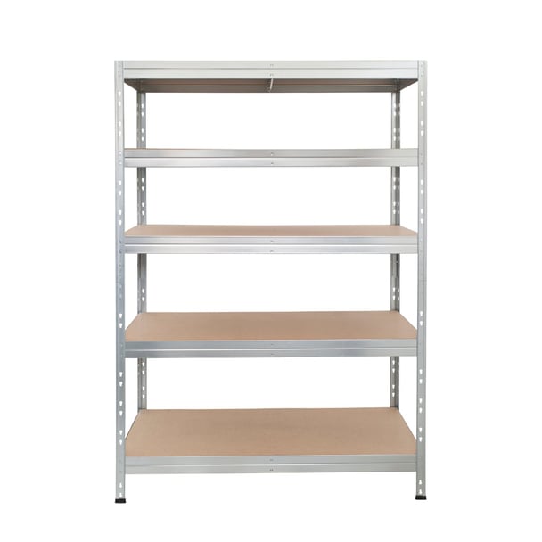 Bezskrutkový kovový regál RIVET, 180x120x45 cm, 5x HDF polica, zinok
