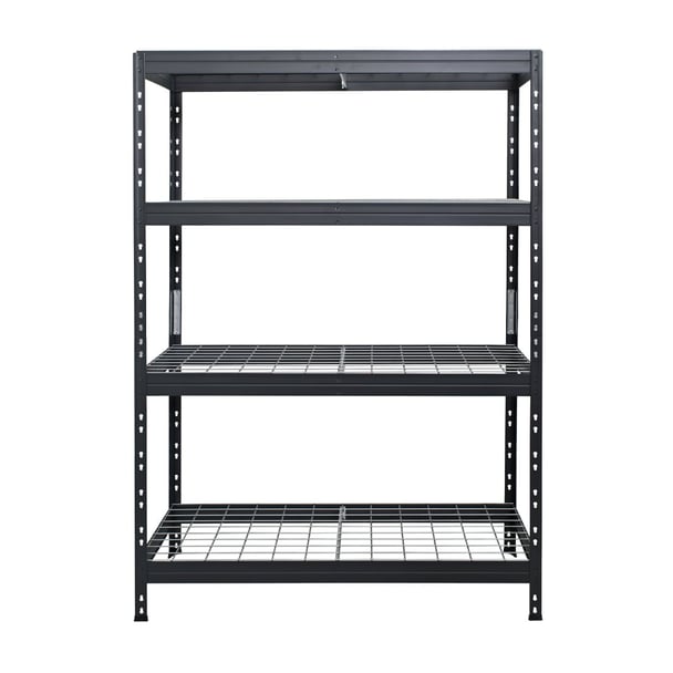 Bezskrutkový kovový regál RIVET, 180x120x45 cm, 4x sieťová drôtená polica, antracitová sivá