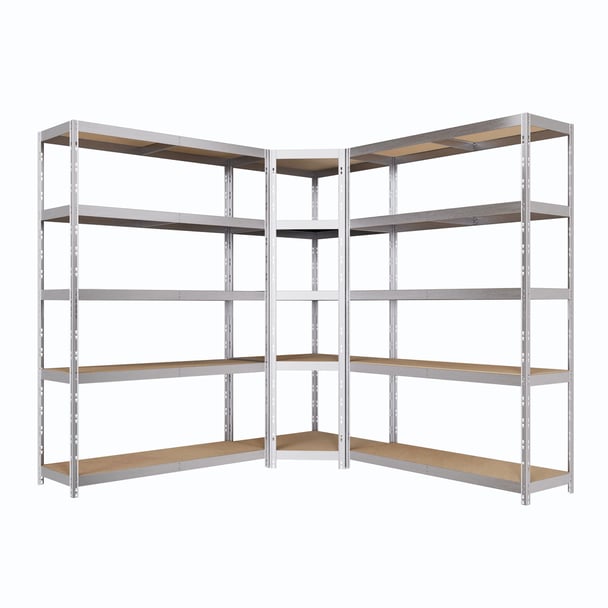 Kovový regál CORNER BUDGET PACK 180x190x190x40 cm, 5x HDF polica, zinok