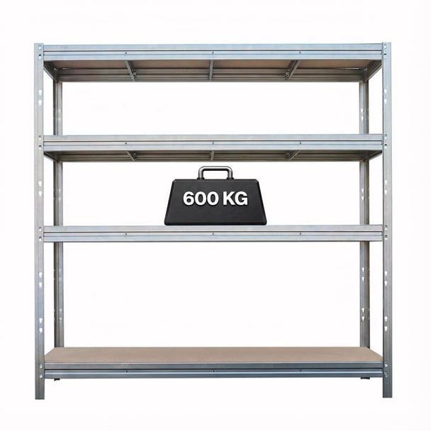 Kovový regál BULLRACK RIVET, Drevotriesková doska polica.