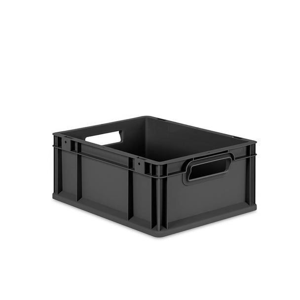 Sada 10 kusov - Eurobox Next Gen 2.0 Cycle - Stohovateľný kontajner s otvorenými rukoväťami - 400 x 300 x 170 mm - Antracit
