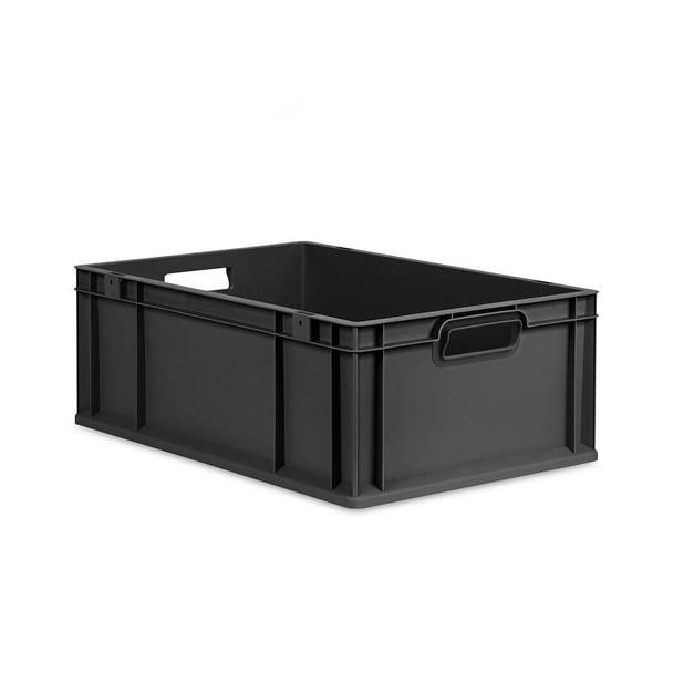 Sada 4 kusov - Eurobox Next Gen 2.0 Cycle - Stohovateľný kontajner s otvorenými rukoväťami - 600 x 400 x 220 mm - Antracit