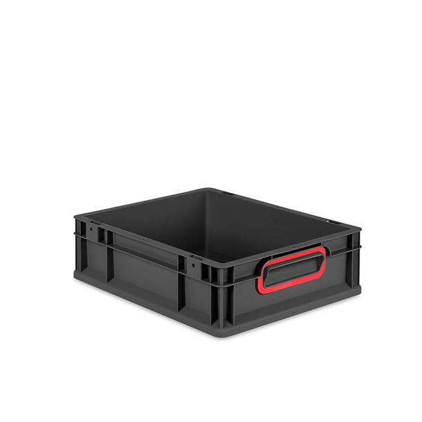 Sada 16 kusov - Eurobox Next Gen 2.0 Cycle - Stohovateľný kontajner s uzavretými rukoväťami - Červený - 400 x 300 x 120 mm - Antracit