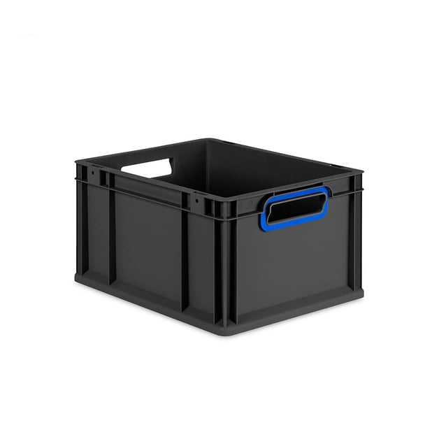 Sada 8 kusov - Eurobox Next Gen 2.0 Cycle - Stohovateľný kontajner s otvorenými rukoväťami - Modrý - 400 x 300 x 220 mm - Antracit