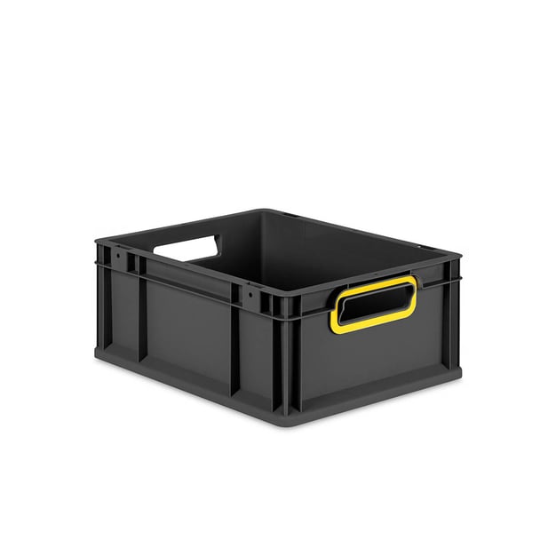 Sada 10 kusov - Eurobox Next Gen 2.0 Cycle - Stohovateľný kontajner s otvorenými rukoväťami - Žltý - 400 x 300 x 170 mm - Antracit