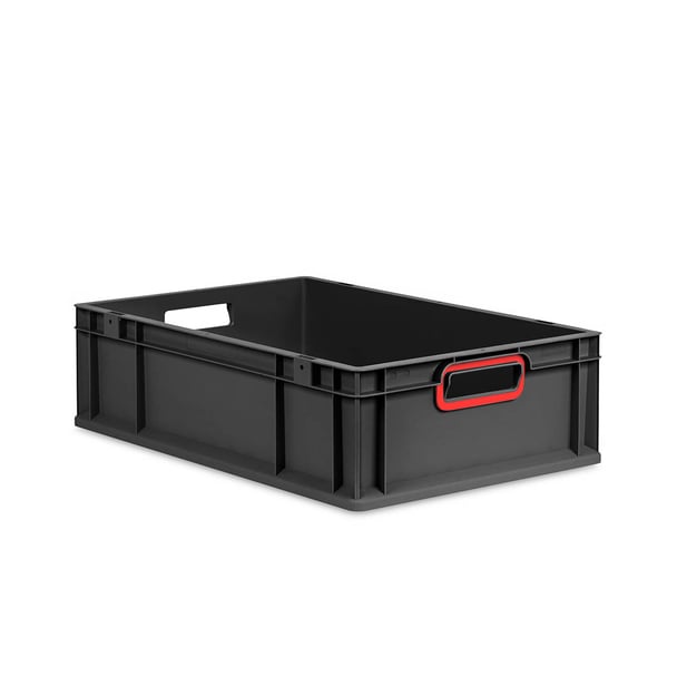 Sada 5 kusov - Eurobox Next Gen 2.0 Cycle - Stohovateľný kontajner s otvorenými rukoväťami - Červený - 600 x 400 x 170 mm - Antracit