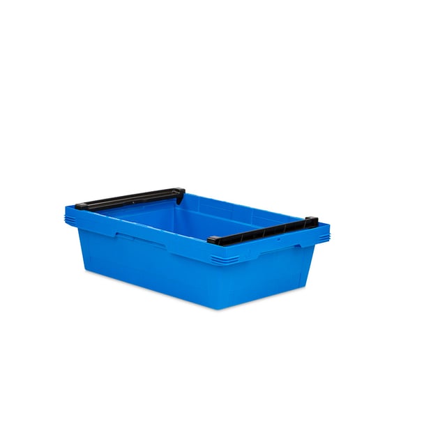 Sada 10 kusov - Kónická opakovane použiteľná nádoba so stohovacou rukoväťou 64-173 - modrá