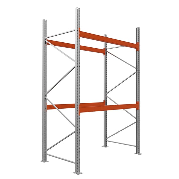 Paletový regál, základný modul, 3 polia, konfigurovateľné úrovne a rozmery