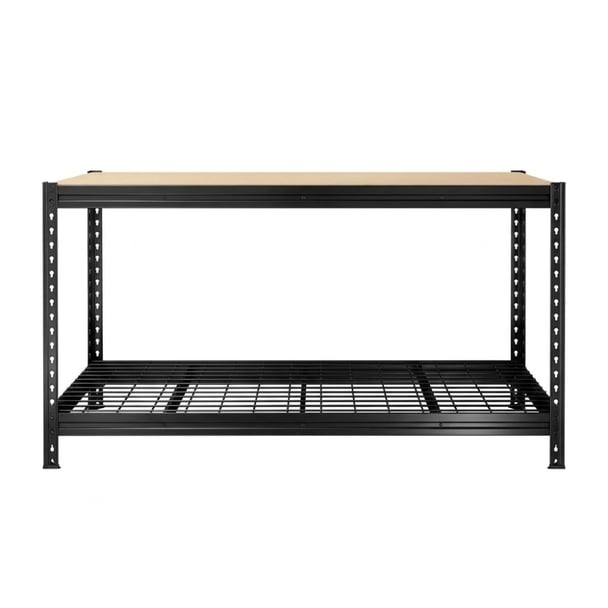 Pracovný stôl BULLRACK RIVET PRO 100x200x60 DTD drevotrieska 2 úrovne antracitová sivá