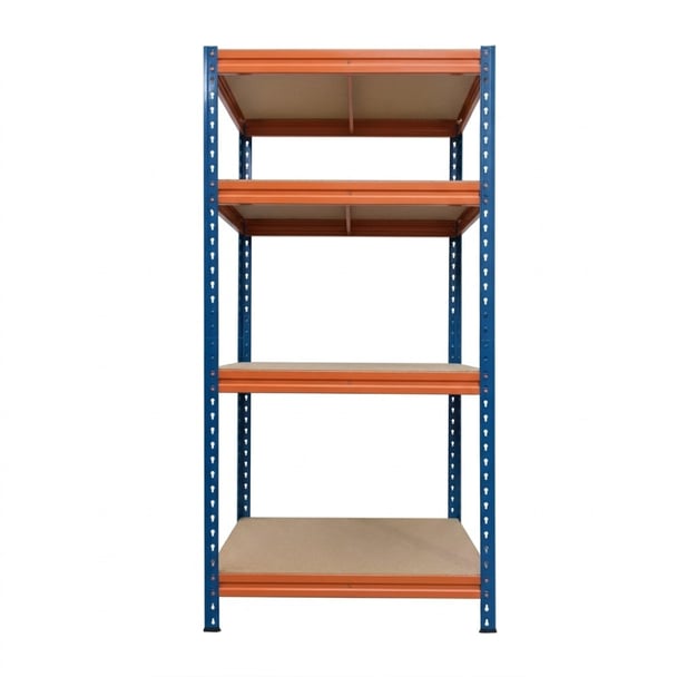 Kovové regály BULLRACK RIVET PRO 200x120x60 DTD drevotrieska 5 úrovní modro-oranžová