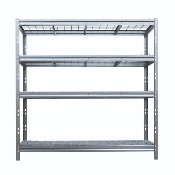 Kovové regály BULLRACK RIVET PRO 200x180x60 oceľová mriežka 4 úrovne pozinkovaná