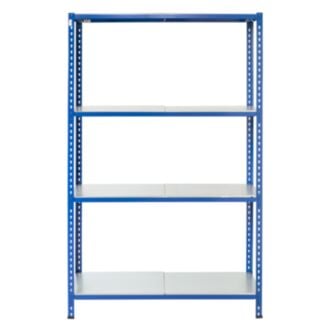 Bezskrutkový kovový regál 250x120x30cm L profil, 4 police - Hover