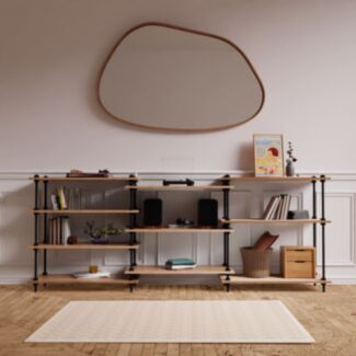 Kovový regál v industriálnom štýle DECO s 10 policami, 92,5x235x35 cm - Hover