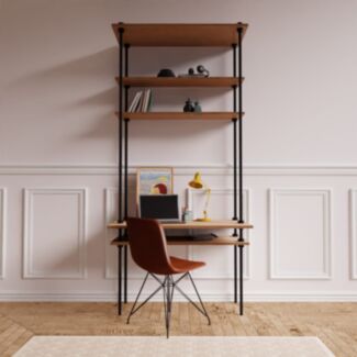 Regál s písacím stolom DECO s 5 policami, 185x85x35/52,5 cm - Hover
