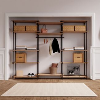 Otvorená šatníková skriňa v industriálnom dizajne DECO s 13 policami, 185x235x35 cm - Hover