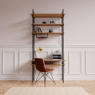 Regál s písacím stolom DECO s 5 policami a príslušenstvom, 185x85x35/52,5 cm - Hover