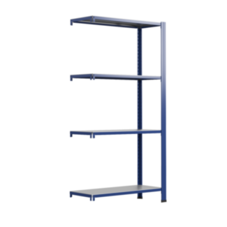 Bezskrutkový kovový regál prídavný modul 250x80x30cm T profil, 4 police