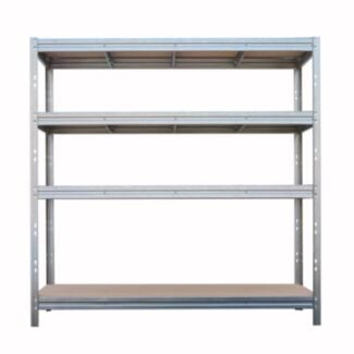 Kovový regál BULLRACK RIVET, 200x200x70 cm, 4x DTD polica, 600 kg na policu, zinok