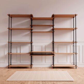 Regál s písacím stolom DECO s 15 policami, 185x235x35/52,5 cm