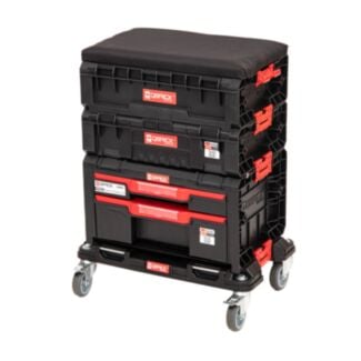 Modulárny dielenský set s podsedékom Qbrick System PRO so zásuvkami a priehradkou