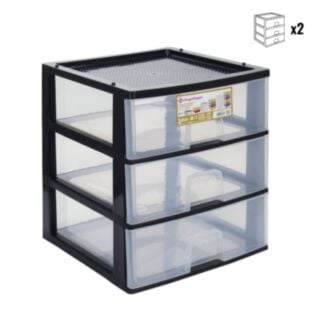 2x Zásuvkový box 44,5x38x38cm, 3 zásuvky - Hover