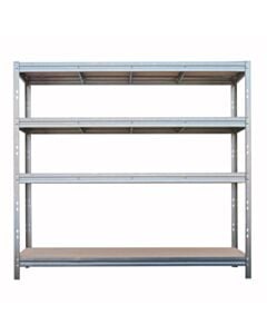 Kovový regál BULLRACK RIVET, 200x210x60 cm, 4x DTD polica, 600 kg na policu, zinok