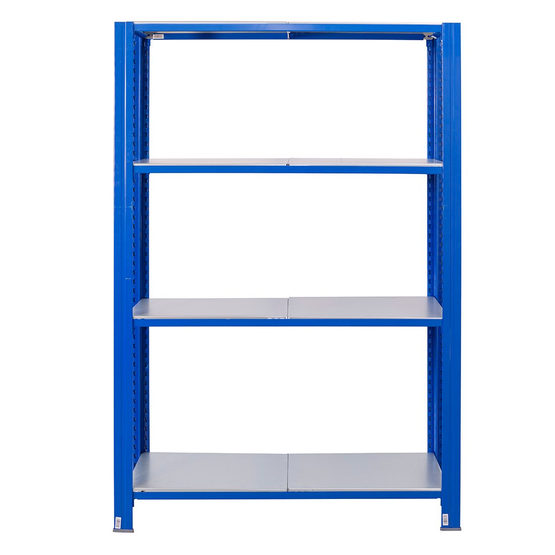 Bezskrutkový kovový regál 250x120x30cm T profil, 4 police