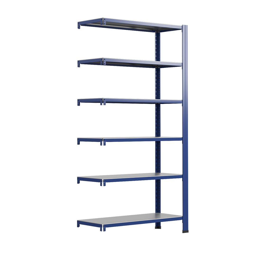 Bezskrutkový kovový regál prídavný modul 200x100x40cm T profil, 6 políc