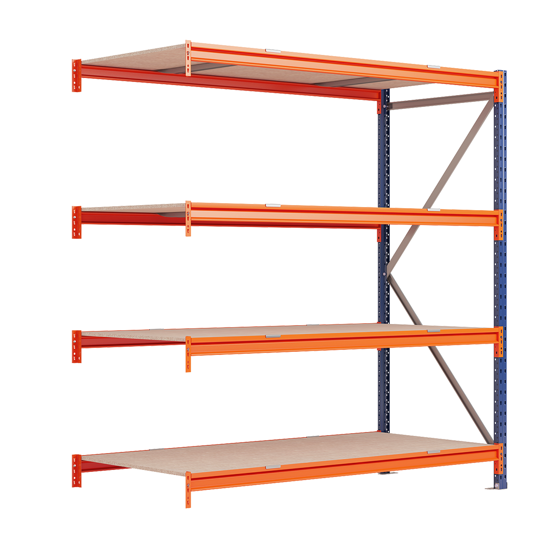 Kovový regál LONGSPAN, prídavný modul 200x150x80cm, 4x DTD polica, 1000kg na policu