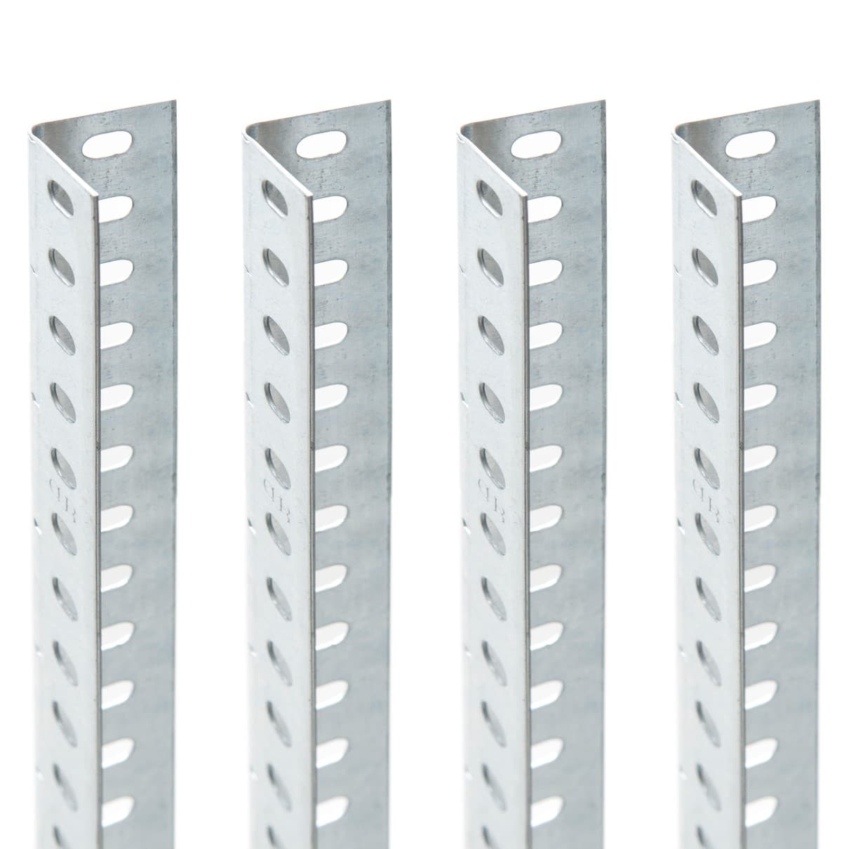4x stojiny L pre skrutkové kovové regály 250x3,5x3,5 cm