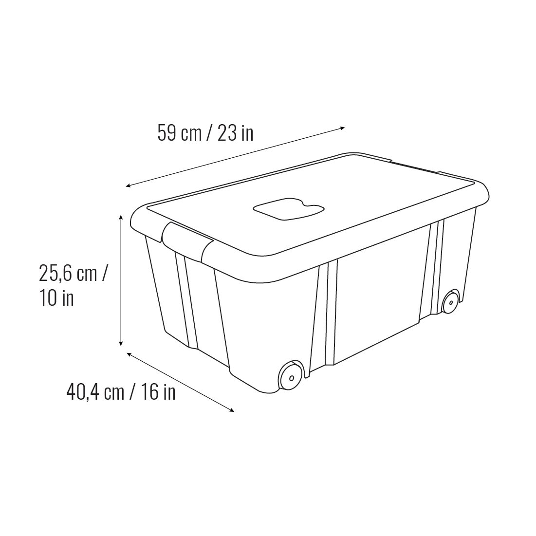 2x plastové úložné boxy s vekom a kolieskami EKO 36L