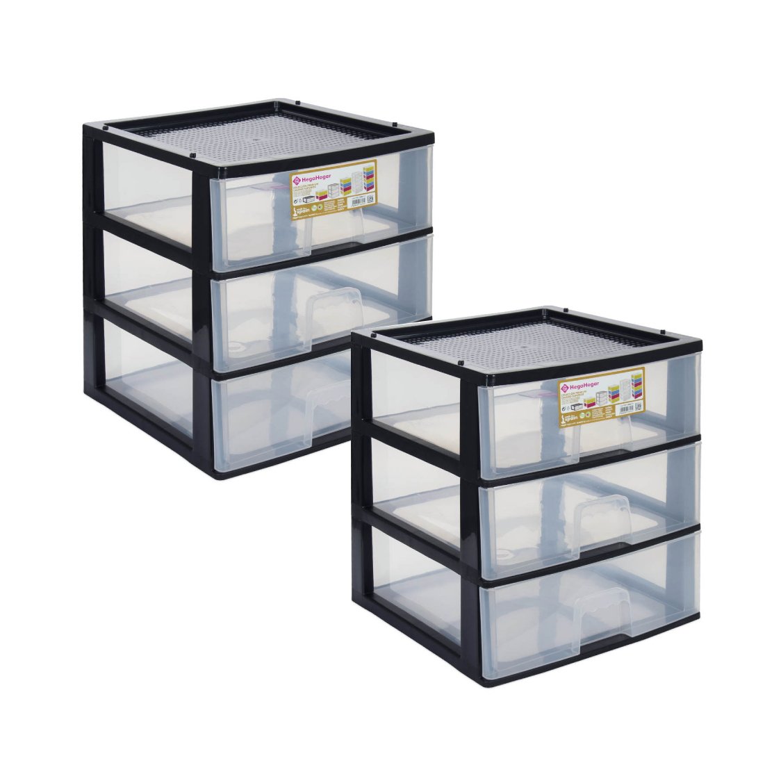 2x Zásuvkový box 44,5x38x38cm, 3 zásuvky